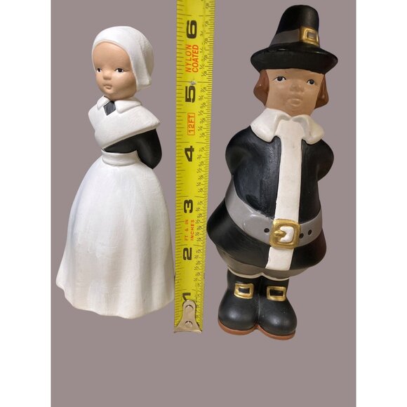 Vintage Atlantic Mold Man and Woman Pilgrims Thanksgiving Autumn Fall - Picture 9 of 9